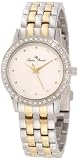 Lucien Piccard Womens 11696-SG-22S Monte Velan White Textured Dial Two Tone Stainless Steel Watch