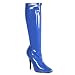 SEDUCE 5 Inch Plain Stretch Knee Boot, Side Zip Blue Stretch Patent Pleaser