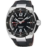 Seiko SRG005P2 Mens Stainless Steel Sportura Direct Drive Kinetic Black Leather Strap by Seiko