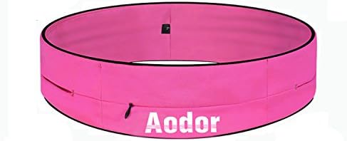 Aodor Running Belt Waist Pack - Reflective Strips - for Men Women to Enjoy Workout, Cycling, Hiking, Walking, Running - Rose Red-M