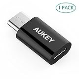 Aukey USB 2.0 Micro B(メス) to TypeC アダプタ　変換コネクタ USBケーブル 新しいMacBookに対応 裏表関係なく挿せる 高速転送可能 （ブラック） CB-A2