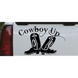 8in X 4.9in Black -- Cowboy Up With Boots Rodeo Western Car Window Wall Laptop Decal... by Rad Dezigns