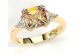 Bay Studio Champagne Square Stone Size 9 Ring GOLD-TONE