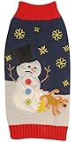 New York Dog Ugly Holiday Sweater for Pets, Navy Snowman and Dog, X-Large