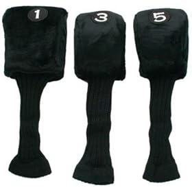  Form Fit Interchangeable 1-3-5 Long Neck Golf Headcovers Black