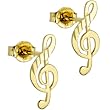 14k Yellow Gold Music Note Stud Earrings