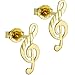 14k Yellow Gold Music Note Stud Earrings