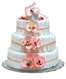 Baby Diaper Cake: Pink Orchids (2 or 3 Tiers)