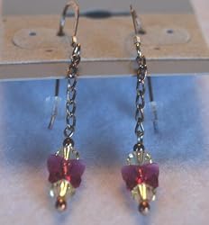 Butterfly - Fushia/Yellow Swarovski Crystal Earrings