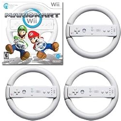 Mario Kart for Nintendo Wii with 3 Extra White Wheels