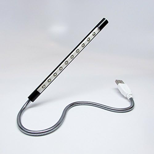 Twotigersking toush switsh usb led light portable and easy to store usb port flexible metal wire allows multiple positions (black)