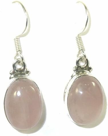 Oval Rose Quartz Sterling Silver Earrings
