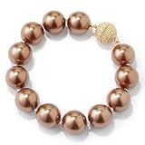 Sterling Silver 8 or 9 Simulated Pearl & Cubic Zirconia Bracelet