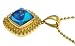 14K Yellow Gold over .925 Sterling Silver Designer Beaded Pendant Necklace with 9.5mm Blue Topaz and 18" bead chain