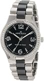 AK Anne Klein Women's 109119BKSV Swarovski Crystal Accented Silver-Tone Black Ceramic Watch