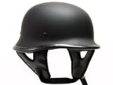German Matte / Flat Black Motorcycle Half Helmet Chopper Biker DOT (Large)