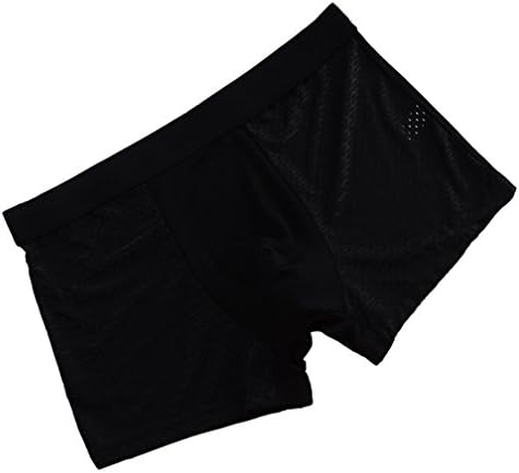 Xinyian Men's Mesh Boxers Breathable Underwear Cotton Soft Silk Ice Black 3XL