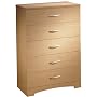 Natural Maple and Chrome 5-Drawer Chest