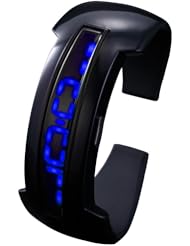HOTARU Mens Lady BLUE LED Digital Date Black Silicone Bracelet Sport Wrist Watch HTR206-S