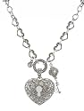 Necklace - N182 - Marcasite Look Heart and Key - Chain Link ~ Toggle Ends