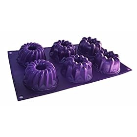 Birkmann Petit Four 251496, 6 Stampi per Gugelhupf (medi), ø 7,5 cm, silicone