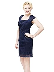 Square Neck Sleeveless Keyhole Lace Knee Length Bridesmaid Dress/Prom Dress/Wedding Party Dress 