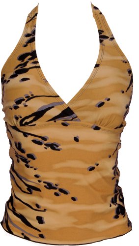 Animal Print Tankini Swimsuit Bathing Suit Top Junior and Junior Plus, Size: Small, Color: Brown-Tiger-Black Animal Print Tankini Swimsuit Bathing Suit Top Junior and Junior Plus, Size: Small, Color: Brown-Tiger-Black