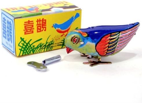 Vintage Wind-Up Bird Pecking Tin Mechanical Toy