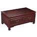 Handmade Oriental Furniture - 36" Antique Style Red Leather Coffee Table