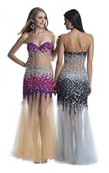 Sexy Mermaid Beaded Crystal Applique Lace Crystals Chiffon/Taffeta/Tulle Bridesmaid Dress/Prom Dress 