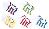 Hello Kitty Girls 7-16 White/multi Colored Hello Kitty Girls 5 Pack Rugby Stripe No Show Socks