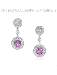 2.08ct. Natural Untreated Purple Sapphire Earrings with 68 diamonds 0.92t. total.