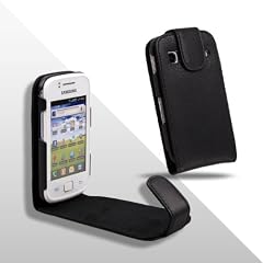 MaryCom PREMIUM QUALIT�T Leder Handytasche schwarz f�r Samsung Galaxy Gio S5660 Smartphone + Gratis Displayschutzfolie / LTS S5660