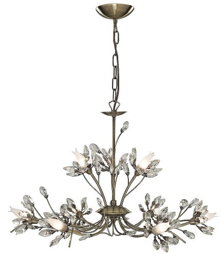 Hibiscus 9 Light Chandelier in Antique Brass