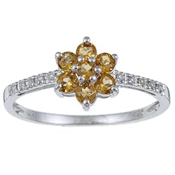 10k White Gold Citrine and Diamond Ring