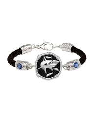 Guy Harvey Black Enamel Shark Leather Bracelet