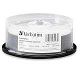 Verbatim 95123 DataLifePlus 8.5 GB 2.4x White Inkjet Printable DVD+R DL Discs, 20 Disc Spindle