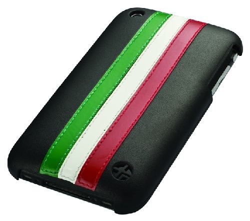 Trexta Stripes Serie Leder Snap on Handytasche f&uuml;r Apple iPhone 4 gr&uuml;n/wei&szlig;/rot/schwarz