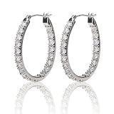 41nugoMemmL. SL160  14k White Gold Diamond INSIDE / OUT Oval Shaped Hoop Earrings (3.00 cttw, H color, I1 Clarity)