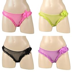 Ladies 4 Pack Floral Mesh Thong Underwear By Pure Intimates