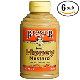 Beaver Brand Sweet Honey Mustard, 13-Ounce Squeezable Bottles (Pack of 6)