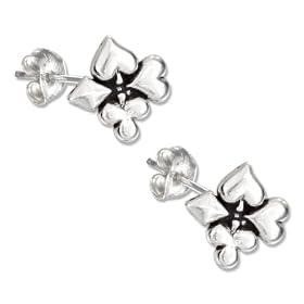STERLING SILVER MINI PLAYING CARD SUITS EARRINGS ON POSTS
