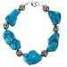 Handmade Turquoise Bracelet With Silver Floral Beads