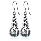Celtic Knot Irish Claddagh Malachite .925 Sterling Silver Earrings