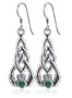Celtic Knot Irish Claddagh Friendship and Love Malachite .925 Sterling Silver Earrings