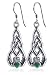 Jewelry : Celtic Knot Claddagh Emerald Green Sterling Silver French Ear Wire Hook Dangle Earrings