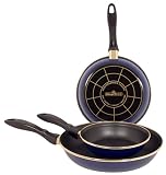 Review Magefesa 01SALOTUSDA / Magefesa Tuscany Blue (Gold) Enamel On Steel 7 Inch, 9 Inch & 11 Inch Fry Pan Set (3 Piece)
