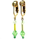 Pretty Peridot Austrian Swarovski Crystal Celtic Dreams Clip Earring Set-Spring and Summer Glitter Fashion-Green and Citrine Hue Clipon Jewelery