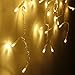 LEMONBEST New 3.5M 96 LED Fairy Lights Curtain Icicle Starry String Lights for Bedroom Christmas New Year Home Garden Wedding (Warm white)