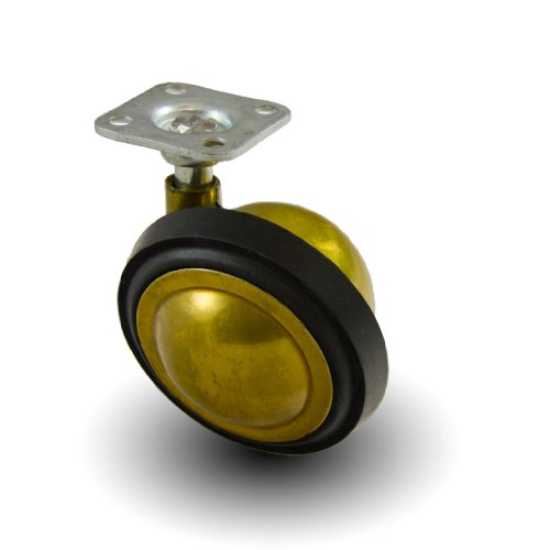 Purchase 3 Metal Ball Caster with Rubber Tread Bright Brass with 13/16